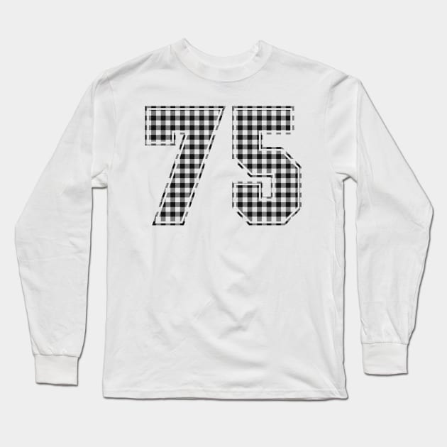 Plaid Number - 75 - Dark Long Sleeve T-Shirt by tavare